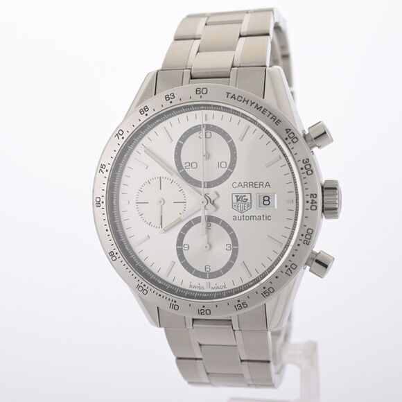 TAG Heuer Carrera Chronograph CV2017 Silver 41mm Men's Watch Full Set - Picture 3 of 12